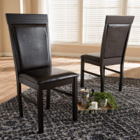 Baxton Studio RH131C-Dark Brown-DC Thea Modern and Contemporary Dark Brown Faux Leather Upholstered Dining Chair (Set of 2)